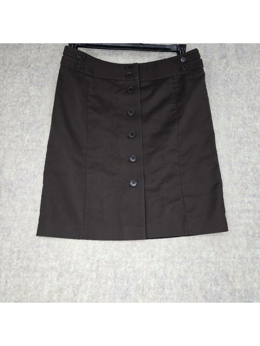 Ann Taylor Loft Petite Brown Button-Front Skirt 12P Cotton & Lycra Spandex